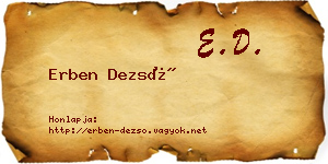 Erben Dezső névjegykártya
